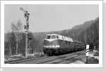 118 688 vom Bw Aue mit P-Zug am Einfahrsignal Aue Gbf Februar 87