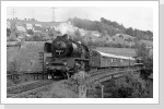 50 3696 mit P-Zug nach Annaberg auf der mitleren Brücke in Markersbach August 89
