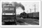 50 3697 kommt mit dem Leersandzug aus Zwickau in Glauchau an Dez 85