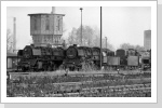 50 3610 und 50 3545 und Dsp 01 0502 im Bw Wittenberge April 86